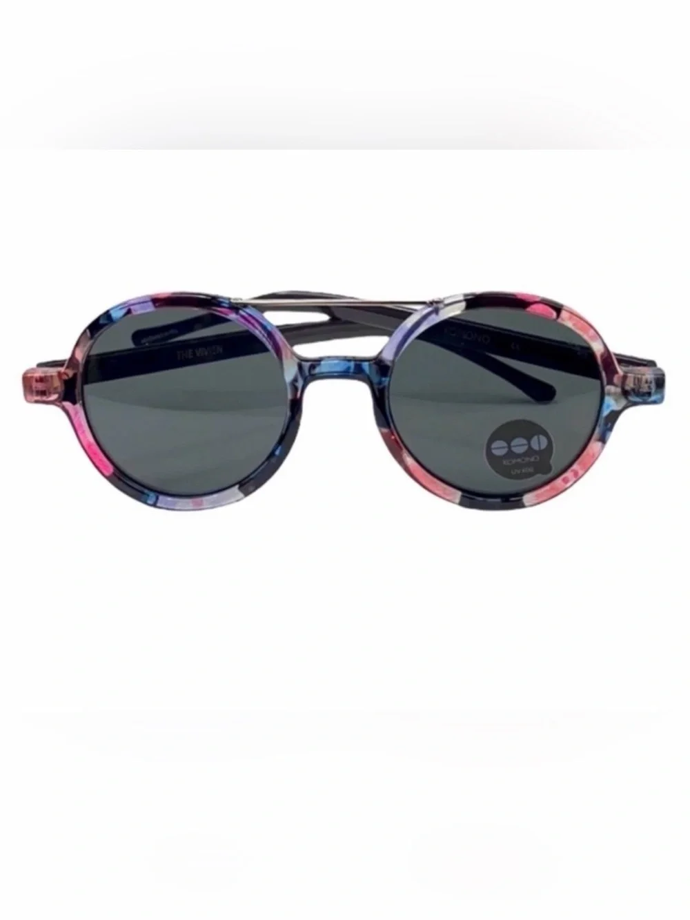 Komono Round Sunglasses Floral Black pink blue NEW Vivien